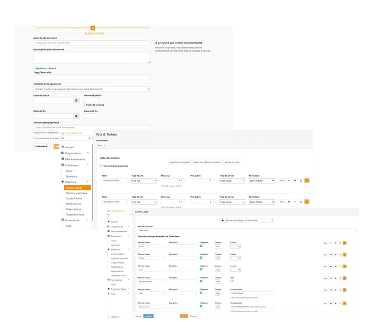 Tropevent Billetterie interface